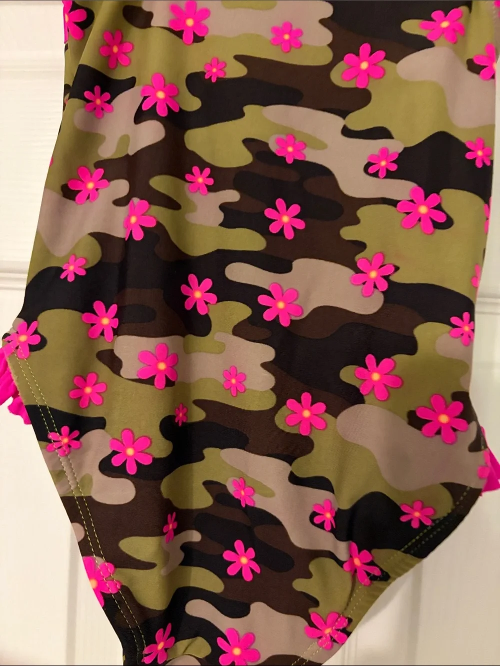 OP Girls' One-Shoulder Camo Floral One-Piece Swimsuit - Pink Size 24 Months EUC